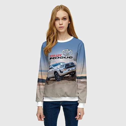 Женский свитшот Toyota Hilux Rogue Off-road vehicle Тойота - прохо / 3D-Белый – фото 3