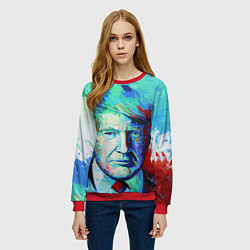 Свитшот женский Дональд Трамп арт, цвет: 3D-красный — фото 2