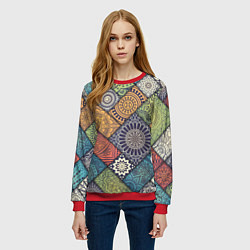 Свитшот женский Мандала орнамент, цвет: 3D-красный — фото 2