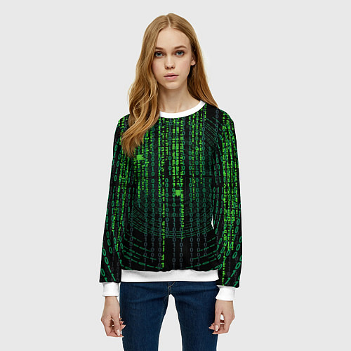 Женский свитшот Бинарная матрица / 3D-Белый – фото 3