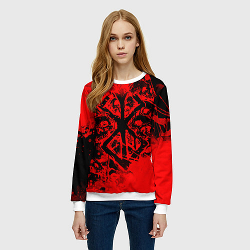 Женский свитшот КЛЕЙМО ЖЕРВЫ И ЧЕРЕПА БЕРСЕРК / 3D-Белый – фото 3