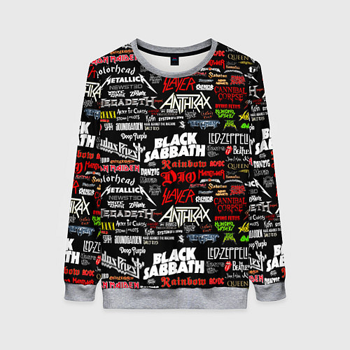 Женский свитшот THE TEXTURE OF MUSICAL ROCK BANDS / 3D-Меланж – фото 1