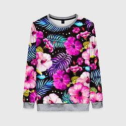 Свитшот женский Floral pattern Summer night Fashion trend, цвет: 3D-меланж