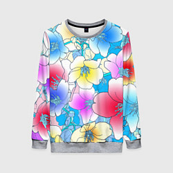 Свитшот женский Летний цветочный паттерн Fashion trend 2025, цвет: 3D-меланж