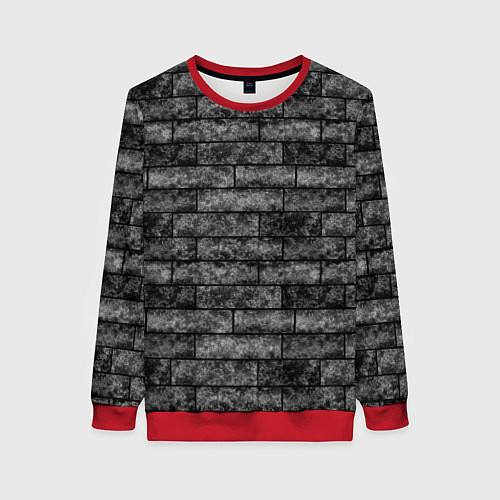 Женский свитшот Стена из черного кирпича Лофт / 3D-Красный – фото 1