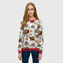 Свитшот женский Мексиканские черепки, цвет: 3D-красный — фото 2