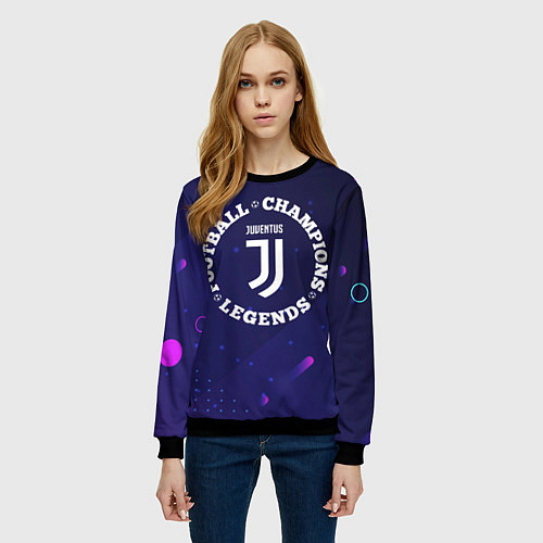 Женский свитшот Символ Juventus и круглая надпись Football Legends / 3D-Черный – фото 3