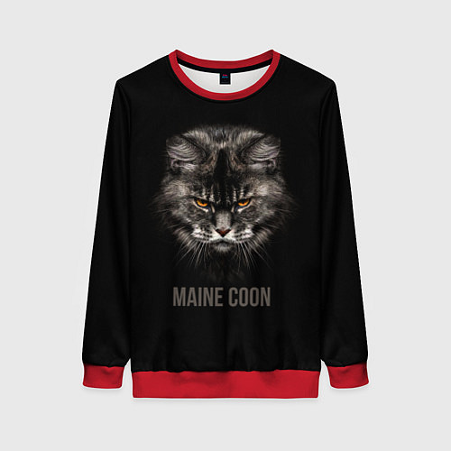 Женский свитшот Maine coon - кот / 3D-Красный – фото 1