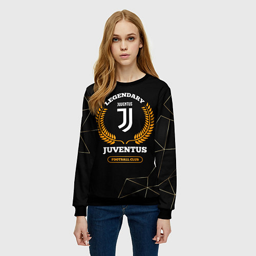 Женский свитшот Лого Juventus и надпись Legendary Football Club на / 3D-Черный – фото 3