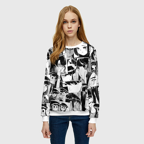 Женский свитшот Komi san pattern / 3D-Белый – фото 3
