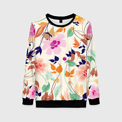 Свитшот женский Summer floral pattern, цвет: 3D-черный
