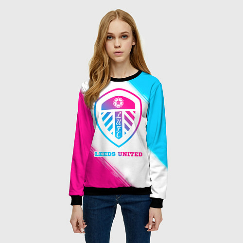 Женский свитшот Leeds United Neon Gradient / 3D-Черный – фото 3