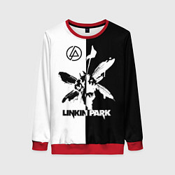 Свитшот женский Linkin Park логотип черно-белый, цвет: 3D-красный