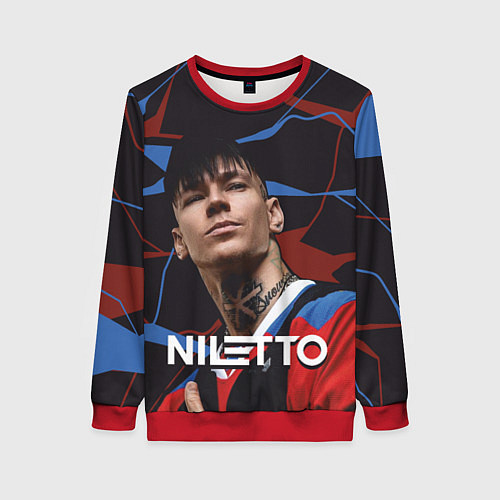 Женский свитшот Нилетто и красно-синие разводы / 3D-Красный – фото 1