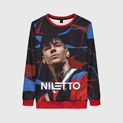 Свитшот женский Нилетто и красно-синие разводы, цвет: 3D-красный