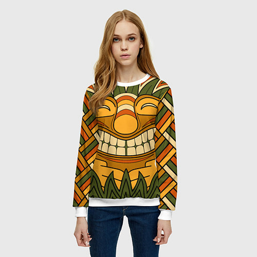 Женский свитшот Polynesian tiki LUCKY / 3D-Белый – фото 3