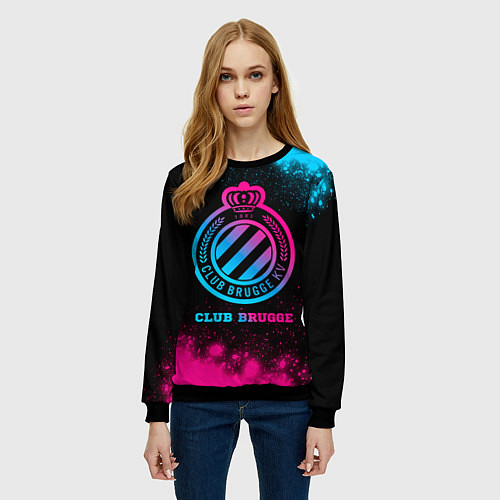 Женский свитшот Club Brugge Neon Gradient / 3D-Черный – фото 3