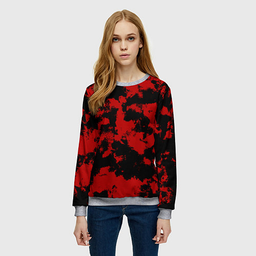 Женский свитшот Черно-красная абстракция / 3D-Меланж – фото 3