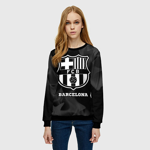 Женский свитшот Barcelona Sport на темном фоне / 3D-Черный – фото 3