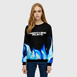Свитшот женский Twenty One Pilots Blue Fire, цвет: 3D-черный — фото 2