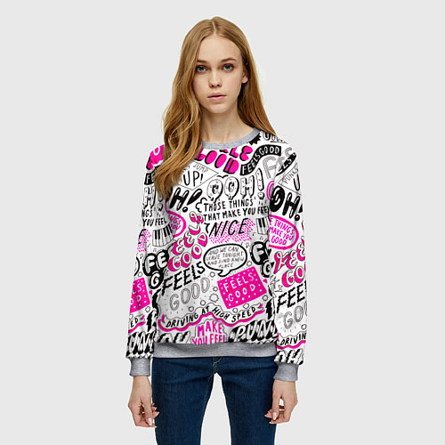 Женский свитшот THOSE THINGS THAT MAKE YOU FEEL / 3D-Меланж – фото 3