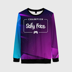 Свитшот женский Sally Face Gaming Champion: рамка с лого и джойсти, цвет: 3D-черный