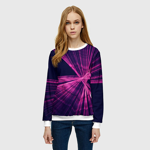 Женский свитшот Неоновое множество лучей - Розовый / 3D-Белый – фото 3