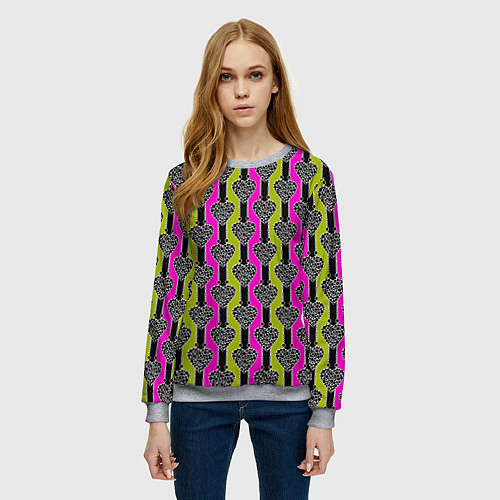 Женский свитшот Striped multicolored pattern Сердце / 3D-Меланж – фото 3