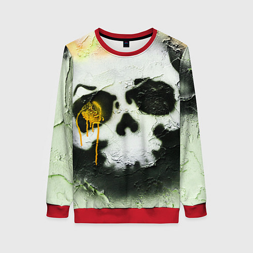 Женский свитшот Череп на поверхности в красках - Жёлтый / 3D-Красный – фото 1
