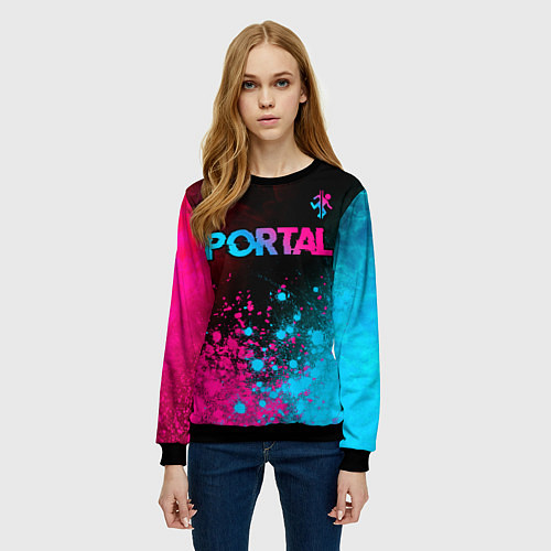 Женский свитшот Portal Neon Gradient / 3D-Черный – фото 3