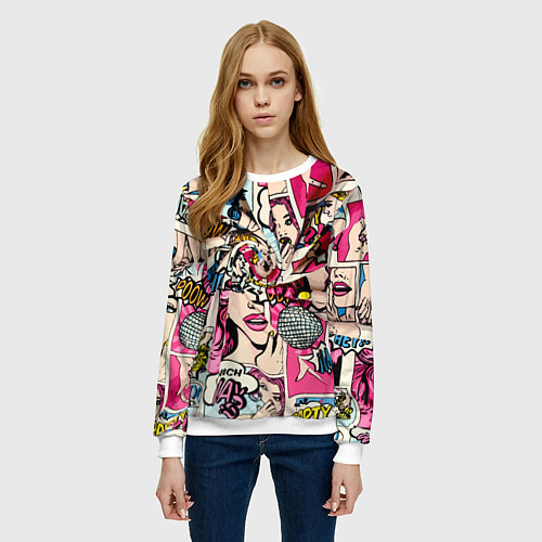 Женский свитшот Twisted pop atr pattern / 3D-Белый – фото 3
