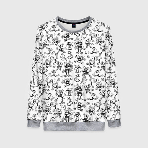 Женский свитшот Паттерн Cuphead the delicious last course / 3D-Меланж – фото 1