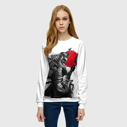 Женский свитшот Самурай гитарист / 3D-Белый – фото 3