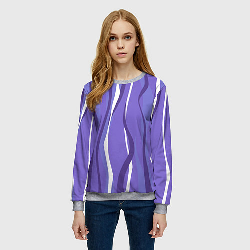 Женский свитшот Very peri волны / 3D-Меланж – фото 3