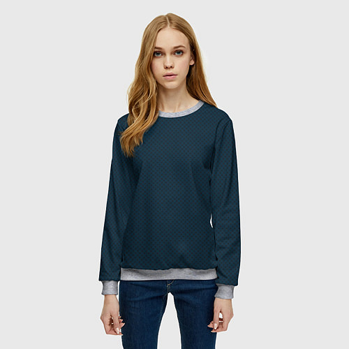 Женский свитшот Черная сетка на темно синем / 3D-Меланж – фото 3