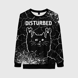 Свитшот женский Группа Disturbed и Рок Кот, цвет: 3D-черный
