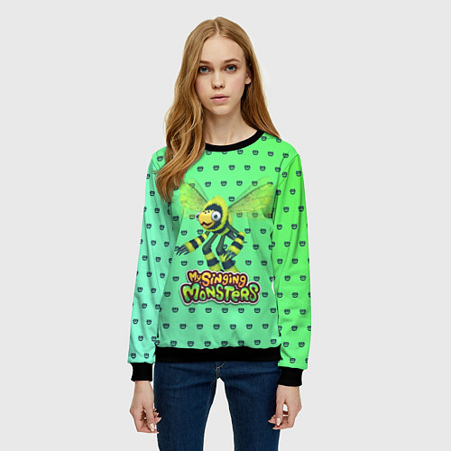 Женский свитшот My singing Monsters - Жужук / 3D-Черный – фото 3