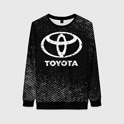 Свитшот женский Toyota с потертостями на темном фоне, цвет: 3D-черный