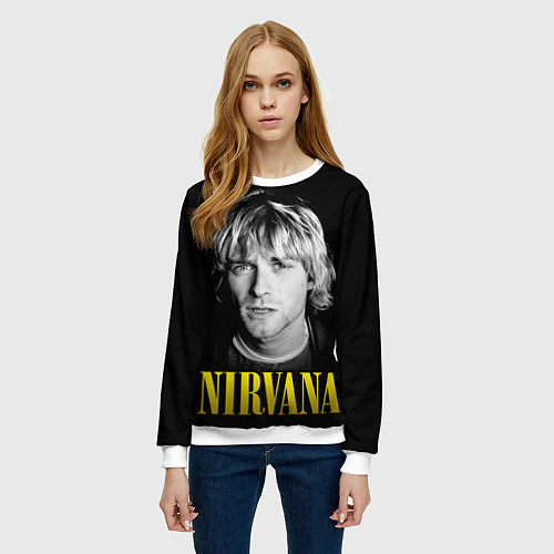 Женский свитшот Nirvana - Kurt Donald Cobain / 3D-Белый – фото 3