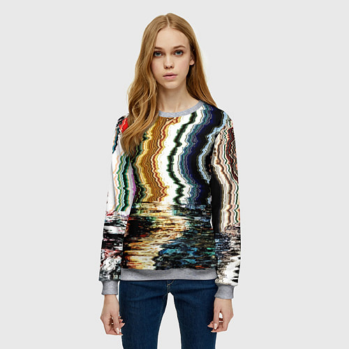 Женский свитшот Glitch pattern - fashion trend / 3D-Меланж – фото 3