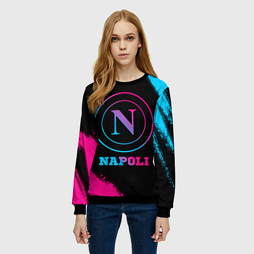 Женский свитшот Napoli FC Neon Gradient / 3D-Черный – фото 3