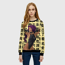 Свитшот женский Йоруичи Шихоин - БЛИЧ иероглифы, цвет: 3D-черный — фото 2