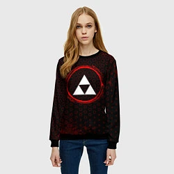 Свитшот женский Символ Zelda и краска вокруг на темном фоне, цвет: 3D-черный — фото 2