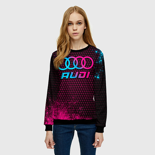 Женский свитшот Audi - neon gradient / 3D-Черный – фото 3