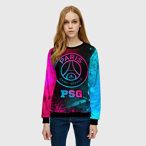 Женский свитшот PSG - neon gradient / 3D-Черный – фото 3