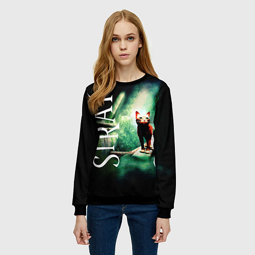 Женский свитшот Заблудившийся Котик STRAY / 3D-Черный – фото 3