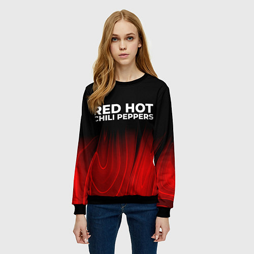 Женский свитшот Red Hot Chili Peppers red plasma / 3D-Черный – фото 3