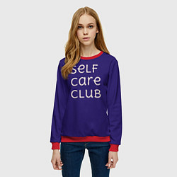 Свитшот женский Self care club blue, цвет: 3D-красный — фото 2
