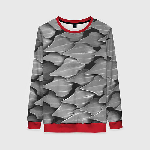 Женский свитшот Кожа акулы - броня / 3D-Красный – фото 1
