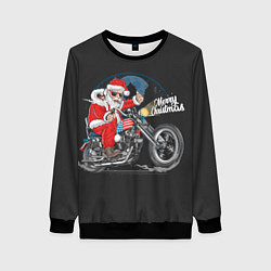 Свитшот женский Santa on a bike, цвет: 3D-черный
